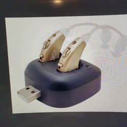 Digital Hearing Amplifiers Rechargeable Pair With USB Dock, Behind The Ear Gold