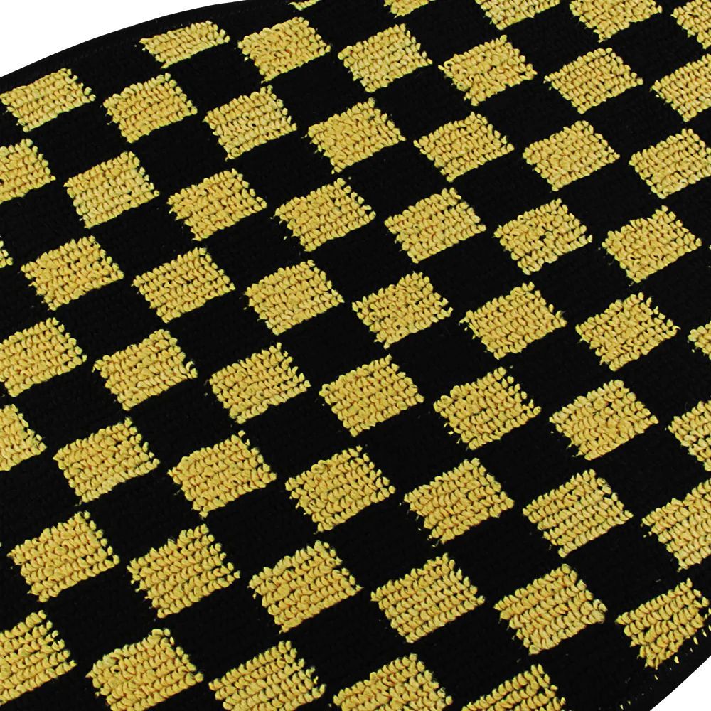 Brand New 4PCS UNIVERSAL CHECKERED YELLOW Racing Fabric Car Floor Mats Interior Carpets