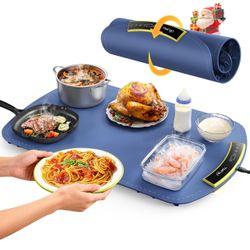 Brandnew Food Warming Mat, Large Electric Warming Mat for Food & Buffet Party, 8 Temp Levels & 4H Timer, 5s Full-Surface Heating, Waterproof Silicone 