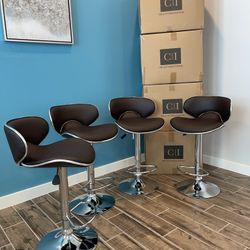 New 4 Brown Bar Stools 