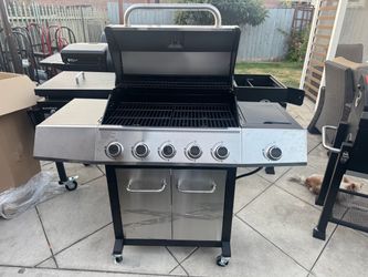 Expert Grill Parrilla de Gas Propano de 5 Quemadores con Quemador Lateral y Mesa Lateral, Acero Inoxidable