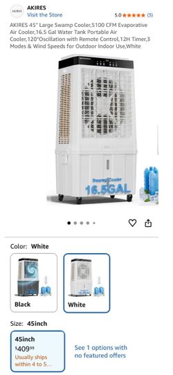 AKIRES 45" Large Swamp Cooler, Evaporative Air Cooler