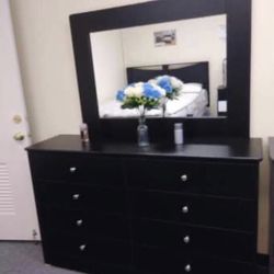 Dresser 8 Drawers With Mirror Compress Wood 🪵 