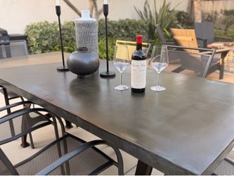 One of a Kind Vintage Industrial Dining Table | Authentic Providence RI Cast Iron Bases | 84” Stainless Top