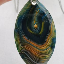 AGATE STAINLESS STEEL NECKLACE 30"