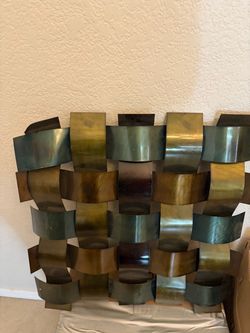 Modern Metal Woven Wall Art Sculpture – Multicolor