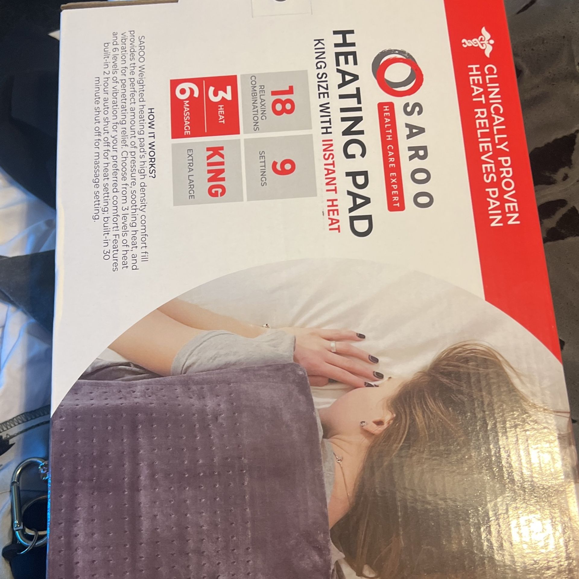 Calming Heat Massaging Weighted Heating Pad by Sharper Image- Weighted Electric Heating Pad with Massaging Vibrations, 6 Settings- 3 Heat, 3 Massage-
