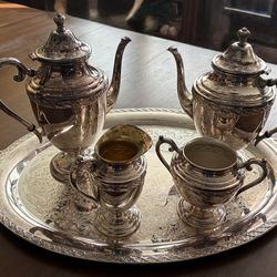 Vintage Rogers & Son “Spring Flowers” 5-piece Tea & Coffee Service Set