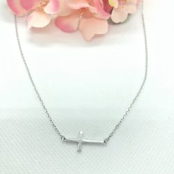 Sideways Cross Necklace 18”