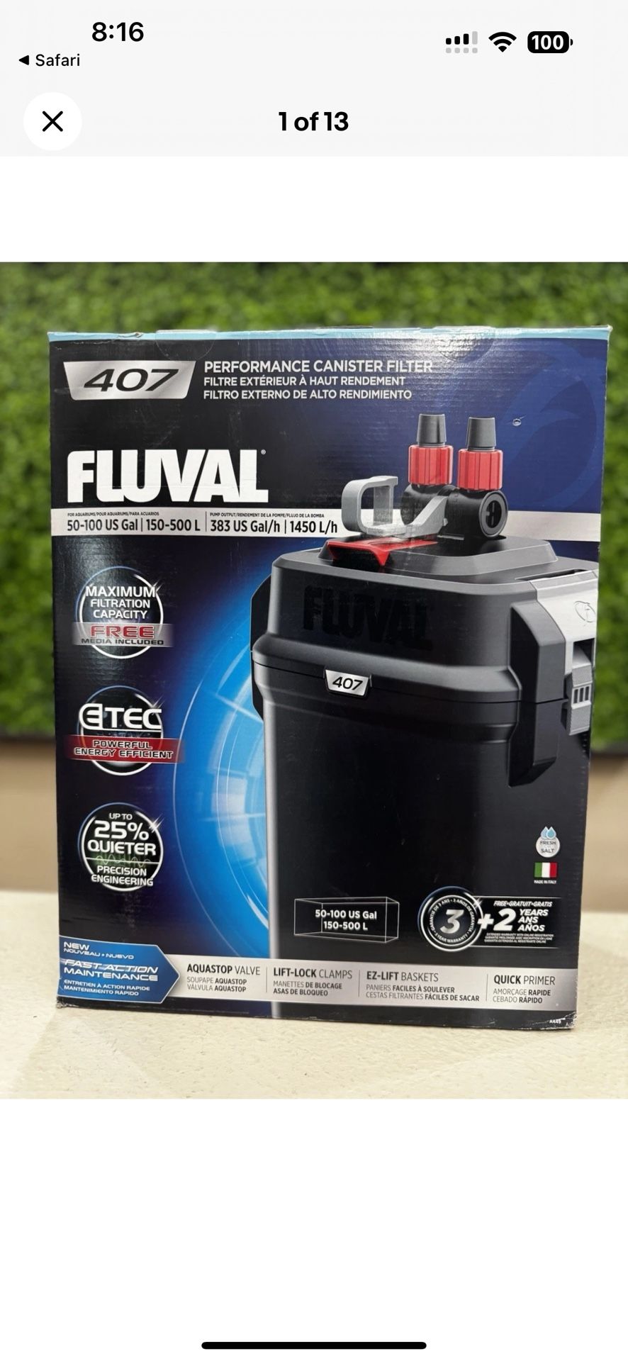 Reef Salt, Water Aquarium Fish Tank Fluval 407