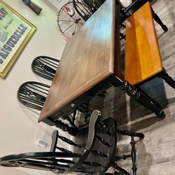 Country Table, 4 Chairs, Bench And Island/buffet 