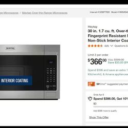 Maytag 30 In Microwave New Open Box