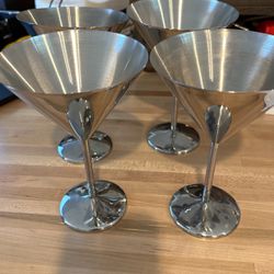 4 Silver Martini Glasses