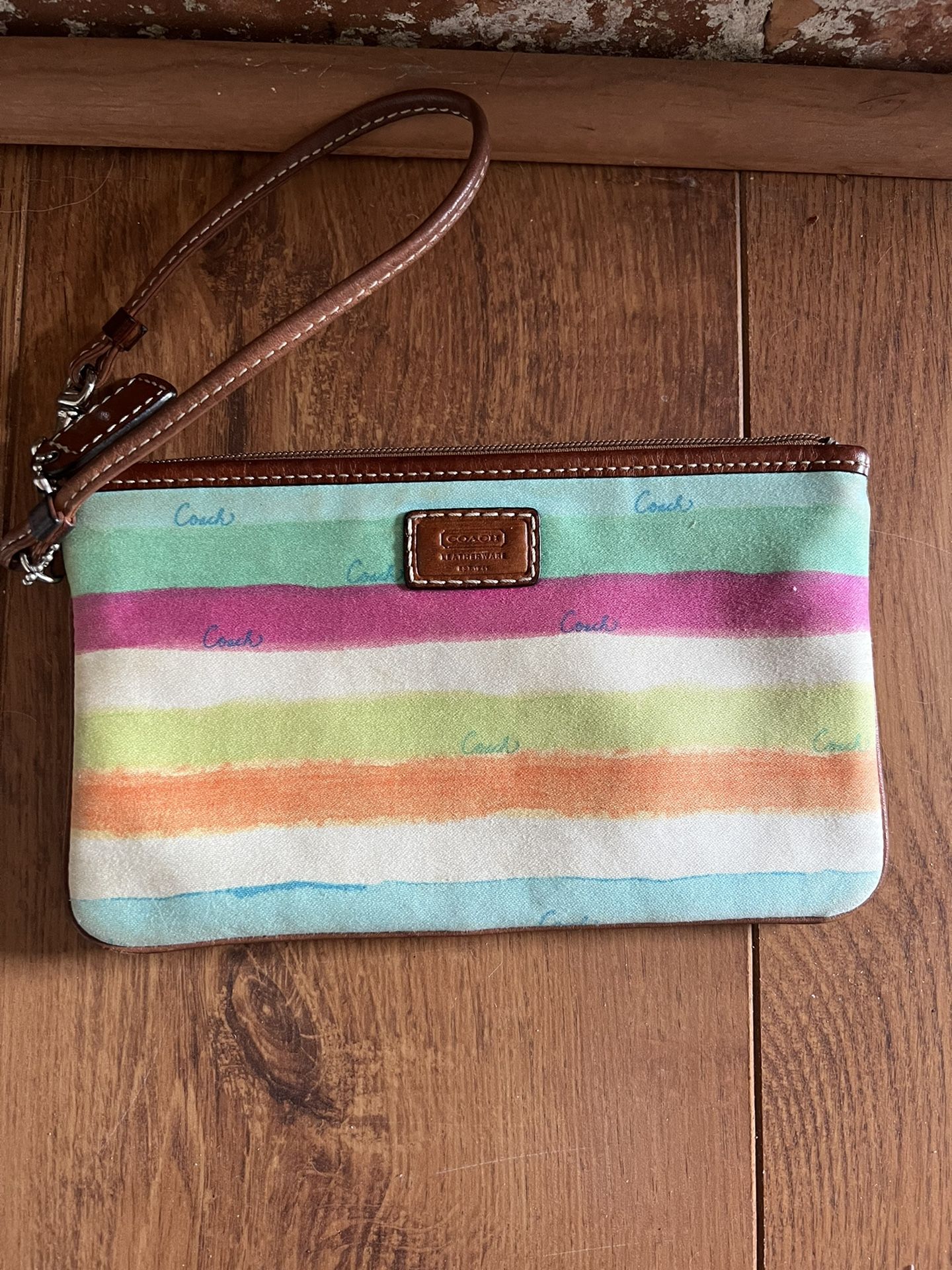 Coach stripe wristlet