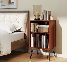 Mid-Century Nightstand with Open Shelves