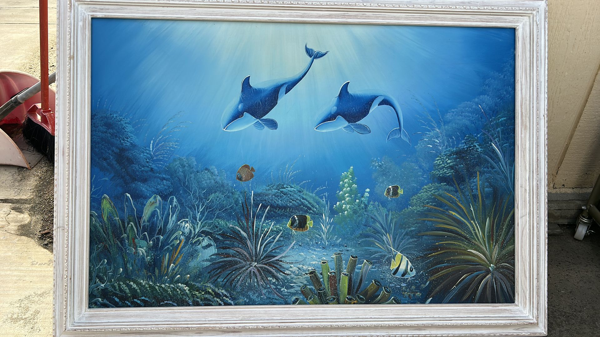 Underwater whales painting