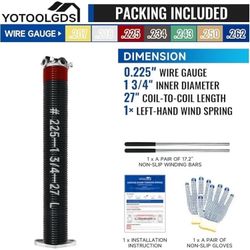 YOTOOLGDS Left Hand Wind（Black Cone）(0.225x1.75''x27' Garage Door Torsion Spring