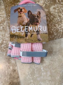 Dog Boots Size 8 – Pink Breathable Mesh Paw Protector Shoes – Set of 4