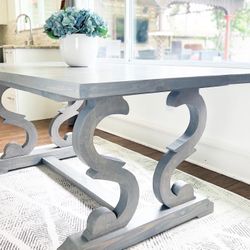 Custom Dining Table Farmhouse Country French Modern Rustic Solid Wood Set Restoration Hardware Insp Bench Hand Built Round Oval Counter Breakfast  