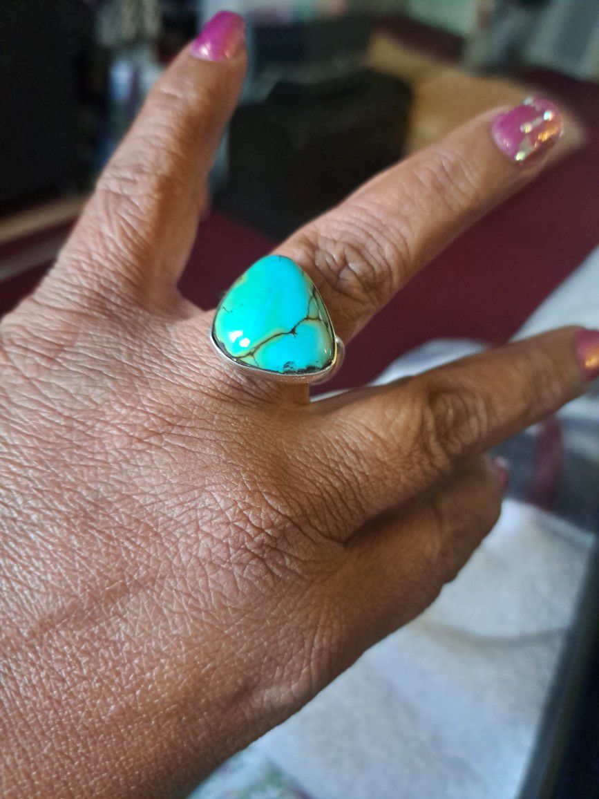 3 Silver Rings With Turquoise 