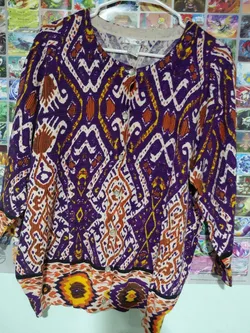 Ikat Print Button-Front Cardigan Top