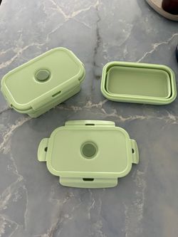 Set of 2 Brand-New Collapsible Food Storage Containers – Sage Green