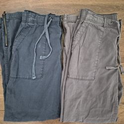 2 Pairs Women's Sonoma Goods For Life® Zip Hem Core Utility Jogger Pants sz S  Gray & Navy