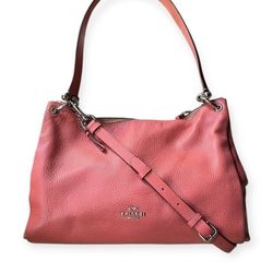 COACH RED CORAL BAG , VINTAGE, EXCELLENT SHAPE