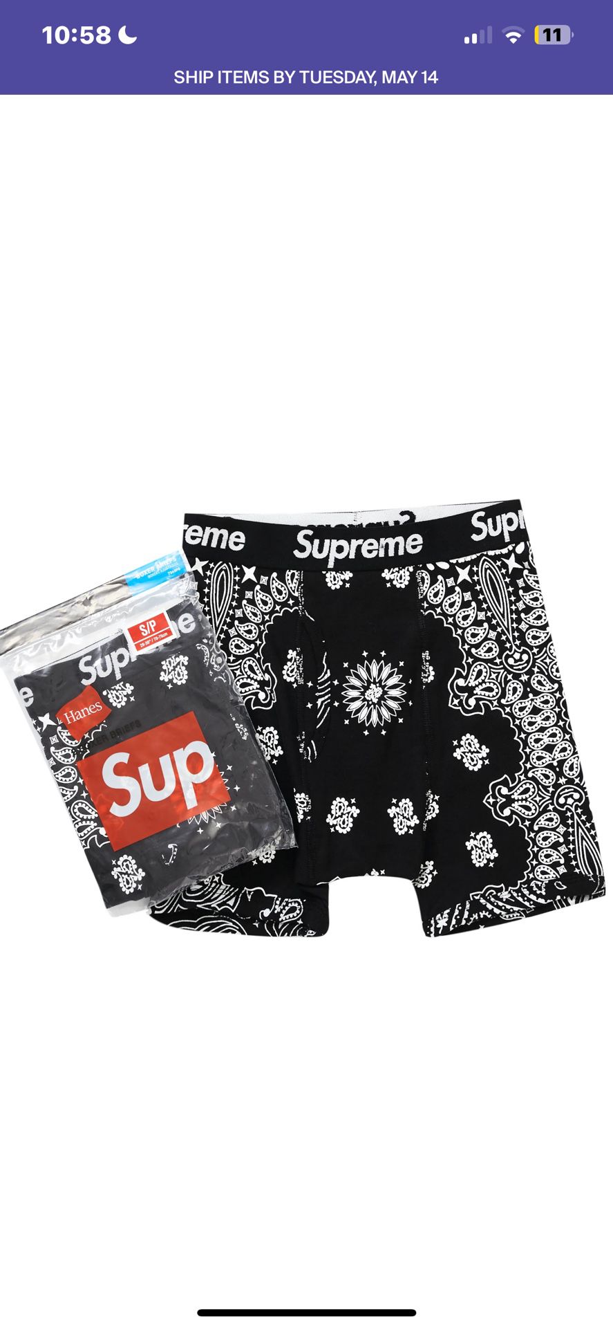 Supreme Bandana Print black Brief Boxers Size Medium