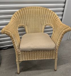 Vintage Woven Wicker Armchair