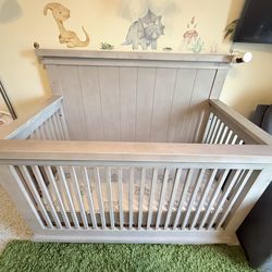 Solid Wood Crib with Mattress