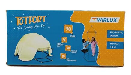 Wirlux Totfort 90 Piece Fort Building Kit for Kids BPA Free Plastic Ages 4+