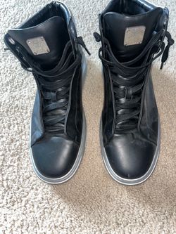 MCM Men’s Black Silver High Top Sneakers Made in Italy Size 45 / US 12