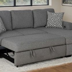 Brand New Grey Sectional Sofa Storage Sleeper