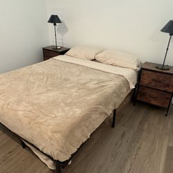 Bedroom Set: Doze Mattress, Zinus Bed Frame, 2 Nightstands and 2 Dimmable Lamps