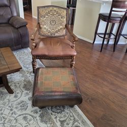 Signature Design Leather Ottoman With Design Chair 