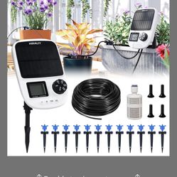 HIRALIY Solar Automatic Drip Irrigation System, Solar Powered Watering Device With Timer For Pots Plants, Pressure Balanced Drippers, Adjustable Water