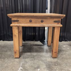 Rustic Wood End Table with Iron Hardware