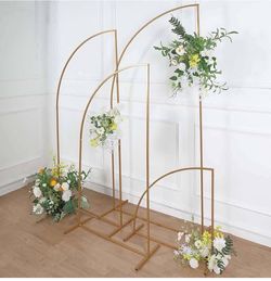Set of 4 | Golden Metal Wedding Arch Half Moon Floral Arch Structure - 2.5 Feet, 5 Feet, 6 Feet, 6.5 Feet