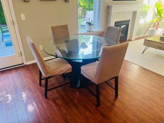 Glass Dining Table with 4 Chairs