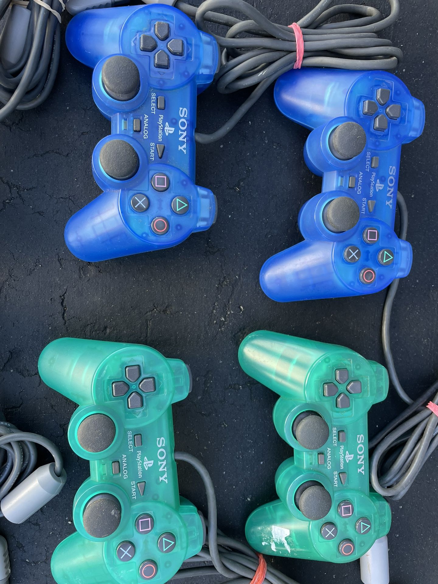 Sony PlayStation DualShock PSOne And Ps2 Emerald Green Blue Controller sony-playstation-dualshock-psone-and-ps2-emerald-green-blue-controller