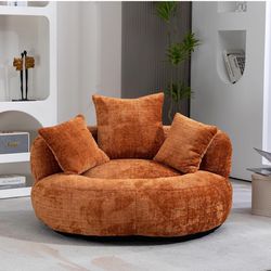 Orange/green  Round Bean Bag Chair Lazy Sofa，Comfort High Back Floor Beanbag Couch Chair 