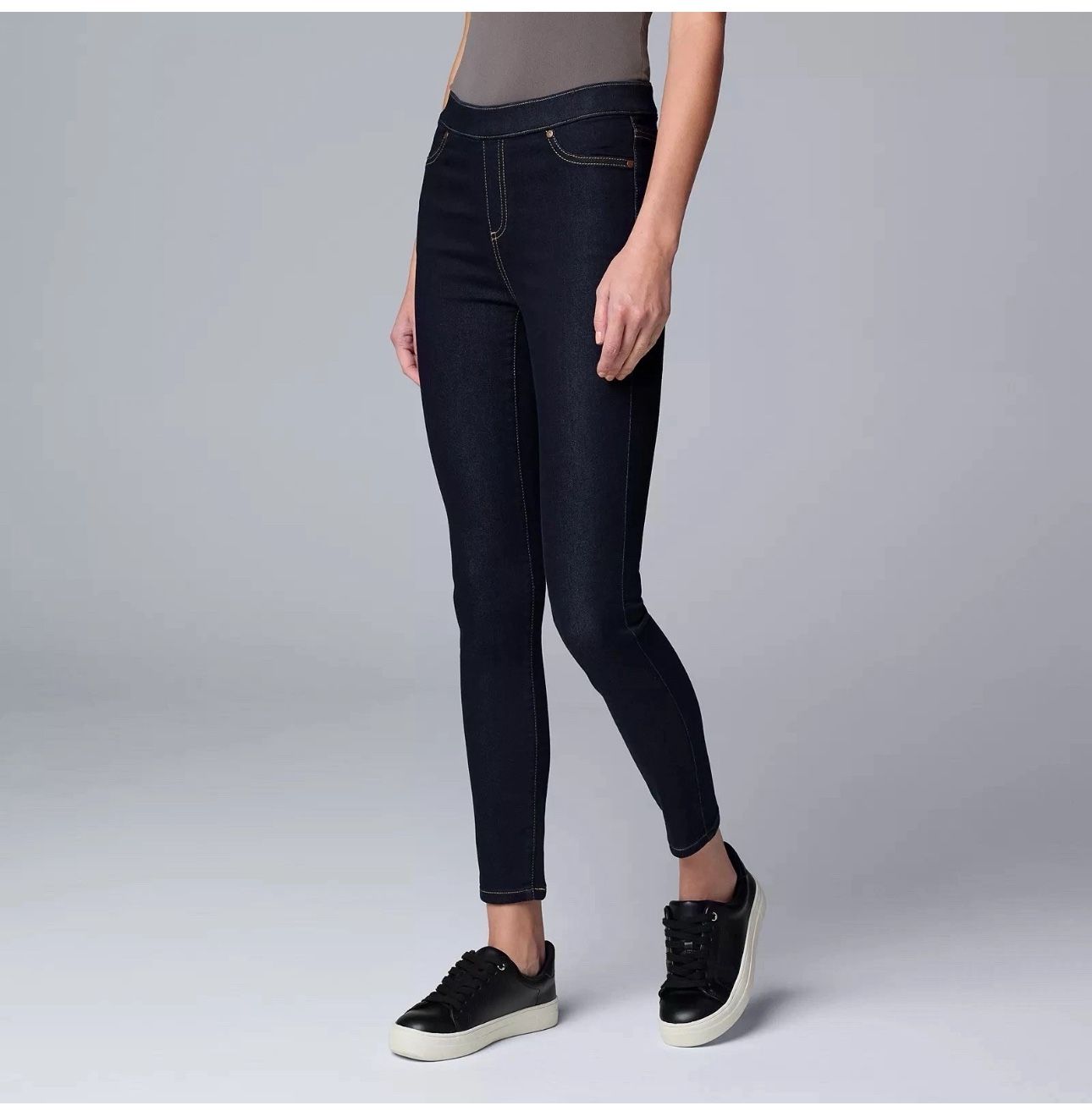 Simply Vera VERA WANG Mid Rise Shaping Denim Dark Wash Leggings S Retail $34.99