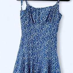 Blue White Floral Romper Size S