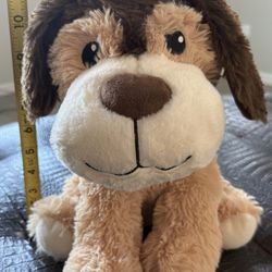 Brand NEW!  Super Soft 12” Plush Puppy Dog – Tan & Brown – Squeaker Inside!