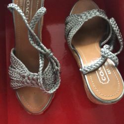 Coach Silver Wedge Sandal 