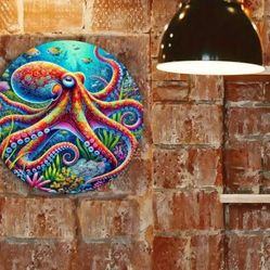 Round Metal Octopus Wall Decor