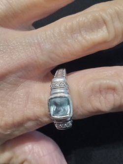 Blue Topaz/Diamond Ring
