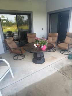 Patio Set With (4) Rocking Swivel Chairs
