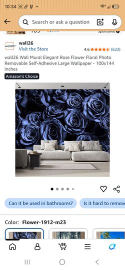 wall26 Blue Rose Floral Peel and Stick Wall Mural